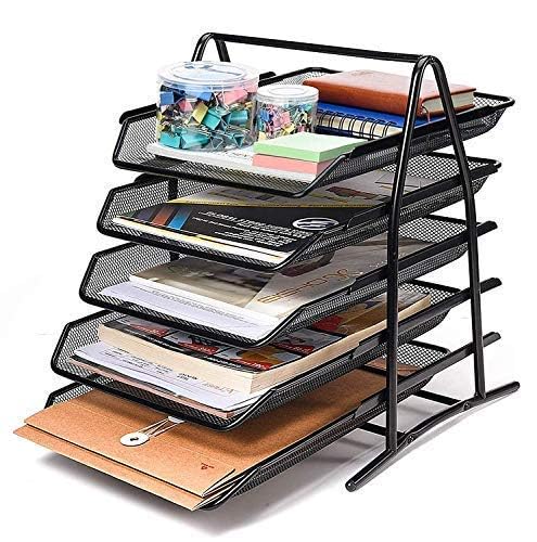 SOLDTRUE 5 Tier Mesh Metal Desk Organiser File Rack | Letter Tray A4 Papers Documents Holder Desk Organizer for Office (1 Pcs.) - Image 1