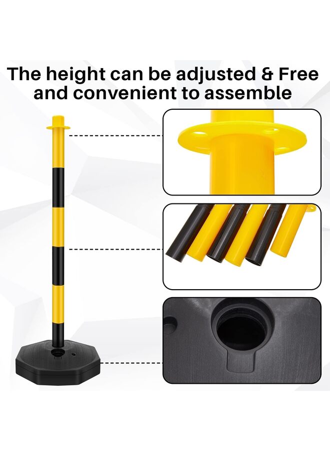 Traffic Delineator Post Cone, Plastic Stanchion Post Set Crowd Control Hooks for Parking Construction Caution Roads - Image 4