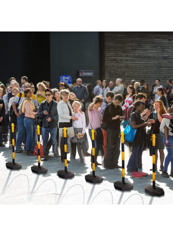 Traffic Delineator Post Cone, Plastic Stanchion Post Set Crowd Control Hooks for Parking Construction Caution Roads - Image 5