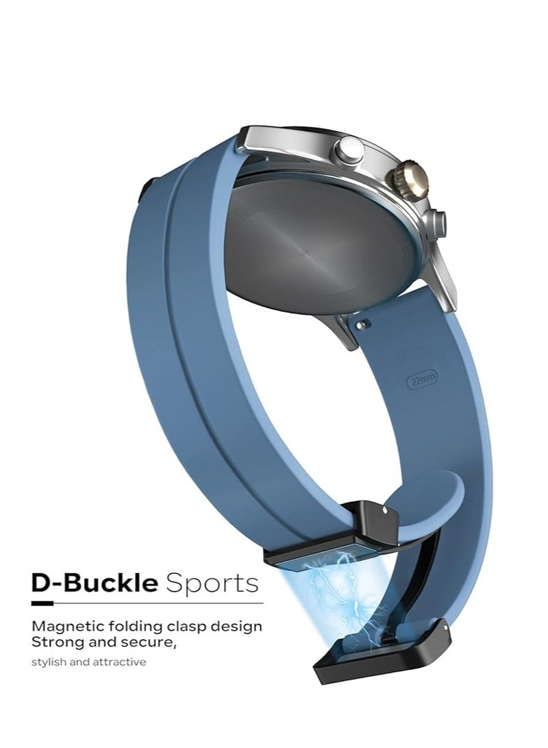 22mm Magnetic Buckle Silicone Watch Band Compatible with Samsung Galaxy Watch 3 45mm / Gear S3 / Huawei GT3 46mm / GT2E / GT2 Pro/Magic 2 46mm / Amazfit / GTR3 - Light Blue