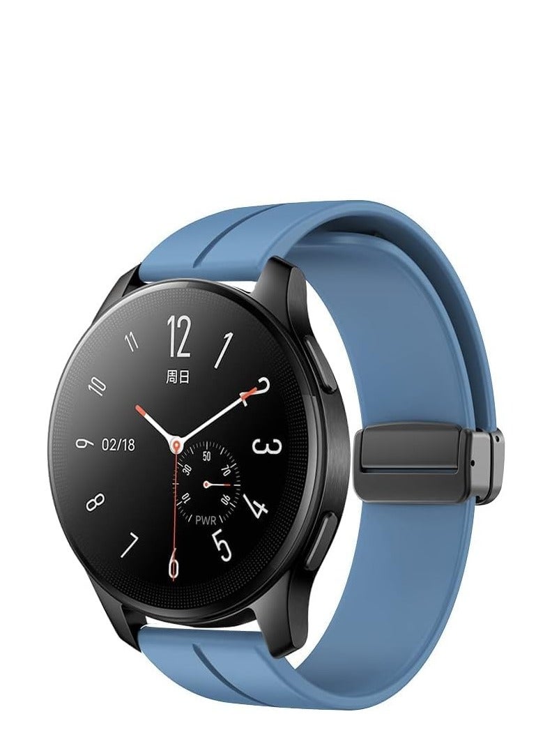 22mm Magnetic Buckle Silicone Watch Band Compatible with Samsung Galaxy Watch 3 45mm / Gear S3 / Huawei GT3 46mm / GT2E / GT2 Pro/Magic 2 46mm / Amazfit / GTR3 - Light Blue