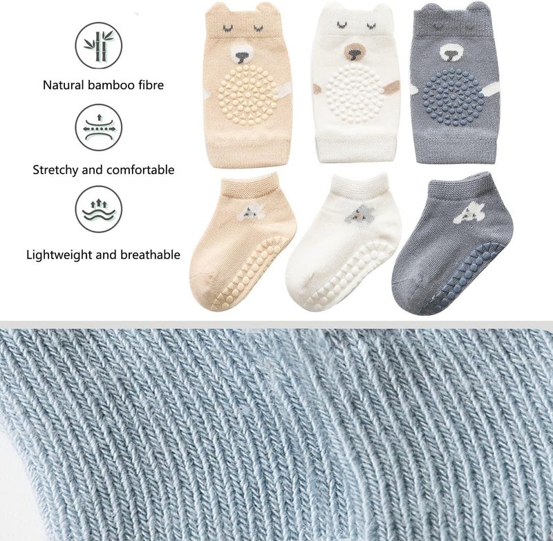 ISANPAN Unisex Baby Baby Crawling Knee Pads and Socks baby knee pads for crawling (pack of 6) - Image 5