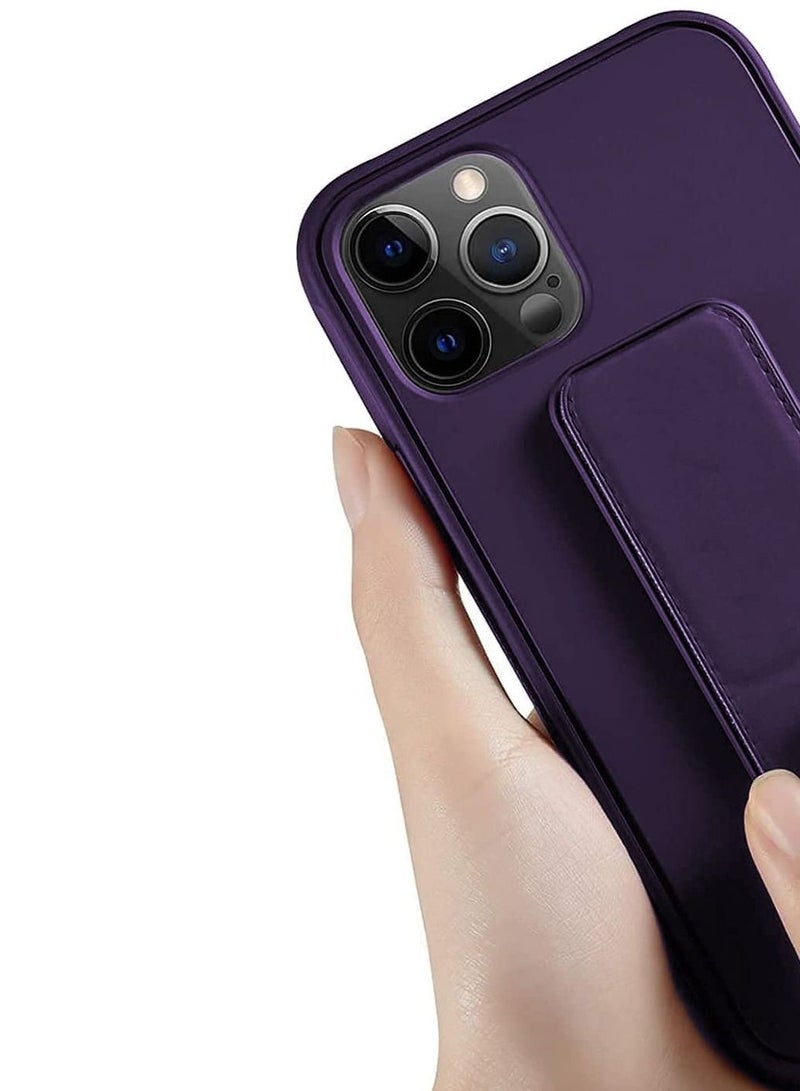 iPhone 14 Pro Max Case Cover Magnetic Car Mount Kickstand & Holder, Premium Silicone Vertical & Horizontal Hand Strap and Grip with Multi Stand for iPhone 14 Pro Max Purple - Image 2
