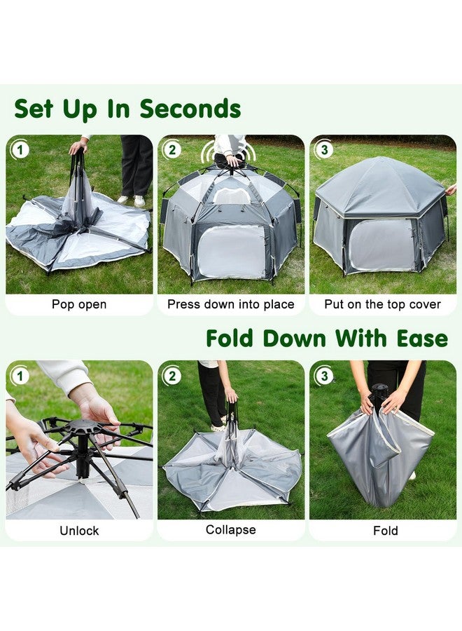 Zooawa Pop Up Playpen for Baby, Portable Playpen for Babies and Toddlers with Removable Sun-Shades& 2 Side UV Covers, Lightweight Outdoor Baby Playpen for Beach Home with Travel Bag,Light Gray - Image 5