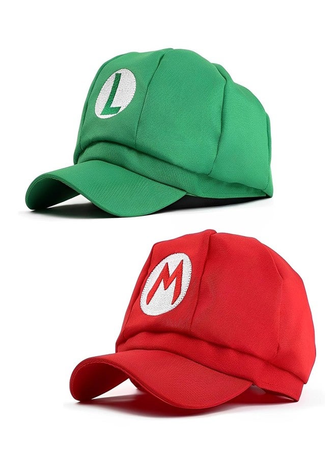COSTOYFUN 2pack Costume Hats Anime Halloween Copslay Unisex Adult Cosplay Cap (Red and Green) - Image 1