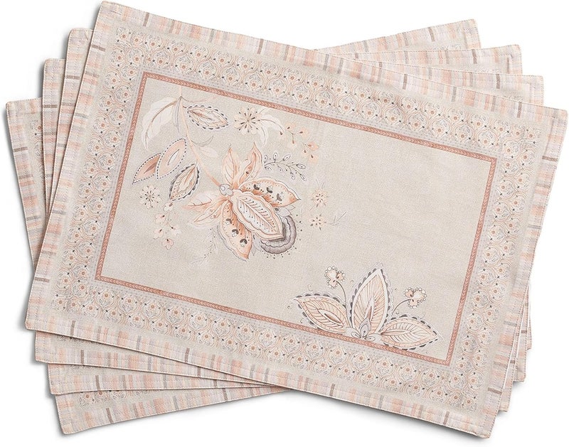 Maison d' Hermine Maison d Hermine Placemats 100 Combed Cotton Premium Set of 4 Dinner Placemat Decorative Washable Cloth Placemat Dining Buffet Parties  Camping  Society Florals 13x19 - Image 1