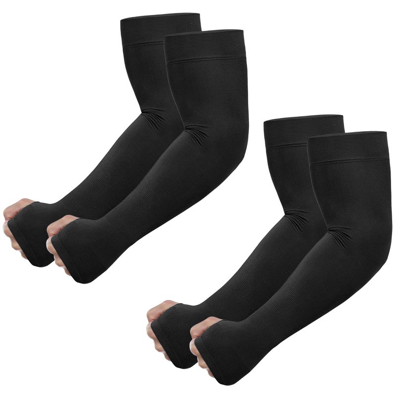 Newbyinn UV Sun Protection Arm Sleeves with Thumb Hole for Men Women Youth Cooling Sleeve to Cover Tattoo MidCompression