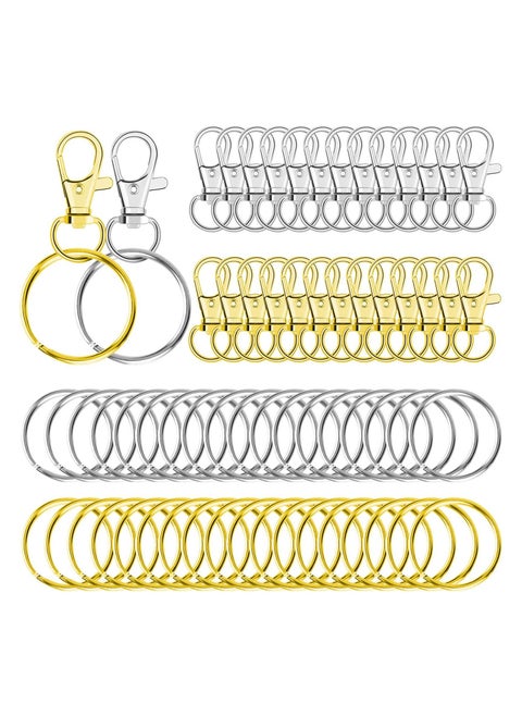 100pcs Key Chain Swivel Hooks Metal Snap Hook Lanyard Clips with Rings Keychain Hardware for Purse and Crafts