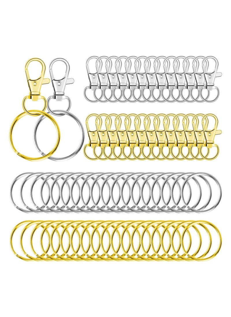 SYOSI 100pcs Key Chain Swivel Hooks Metal Snap Hook Lanyard Clips with Rings Keychain Hardware for Purse and Crafts  - Image 1