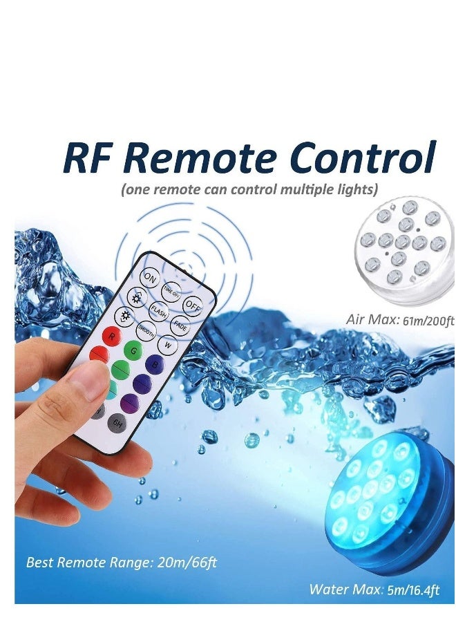 Pool Lights, littobia Submersible LED Lights with Magnet and Suction Cups, RF Remote Pool Lights, IP68 Waterproof, Underwater Timing with 13 LED Pool Light 1 Pack2.8 INCH - Image 1