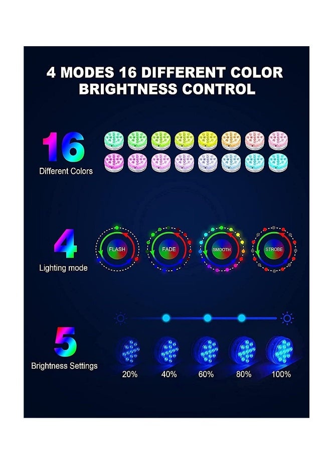 Pool Lights, littobia Submersible LED Lights with Magnet and Suction Cups, RF Remote Pool Lights, IP68 Waterproof, Underwater Timing with 13 LED Pool Light 1 Pack2.8 INCH - Image 2