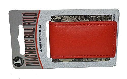 LB LEATHERBOSS Leatherboss Genuine Leather Slim Magnetic Minimalist Bifold Money Clip Cash Holder Wallet, Red - Image 5