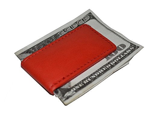 LB LEATHERBOSS Leatherboss Genuine Leather Slim Magnetic Minimalist Bifold Money Clip Cash Holder Wallet, Red - Image 3
