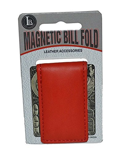 LB LEATHERBOSS Leatherboss Genuine Leather Slim Magnetic Minimalist Bifold Money Clip Cash Holder Wallet, Red - Image 4
