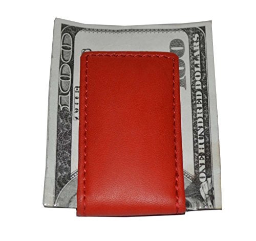 LB LEATHERBOSS Leatherboss Genuine Leather Slim Magnetic Minimalist Bifold Money Clip Cash Holder Wallet, Red - Image 2