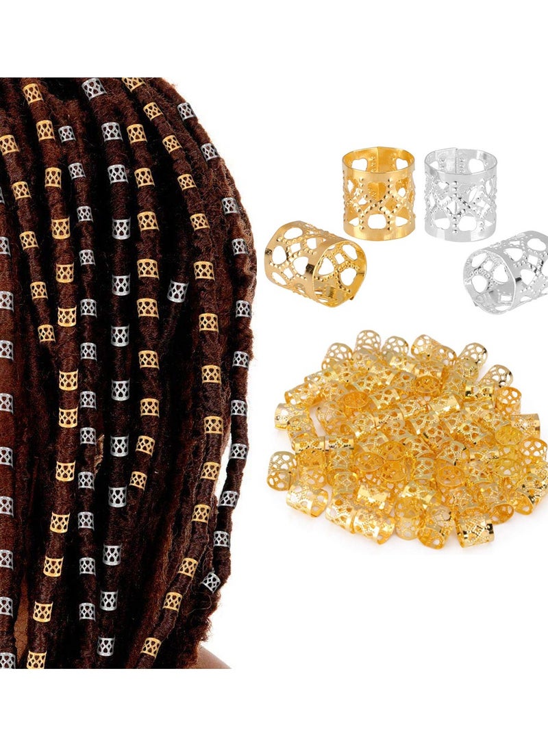 200 Gold Dreadlocks Beads Hair Braid Rings Clips - Metal Cuffs for Dread Locks Hair Braiding, Stylish Accessories & Jewelry - Image 1