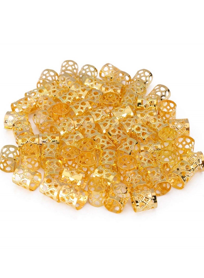 200 Gold Dreadlocks Beads Hair Braid Rings Clips - Metal Cuffs for Dread Locks Hair Braiding, Stylish Accessories & Jewelry - Image 2
