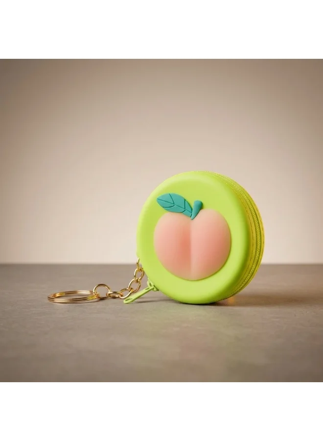 Mobcos Green Fruit MOBCOS Mini Pouch Keychain – Cute Round Zipper Coin Purse & Multipurpose Mini Storage Bag with Keyring for Coins, Cash, Keys and Small Essentials | Green Fruit  | Best Price UAE