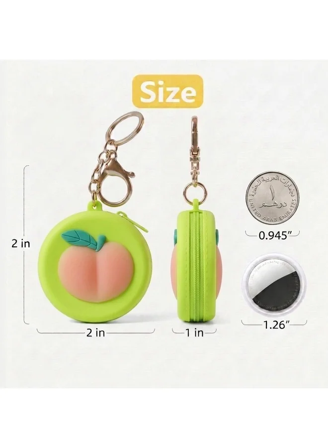 Mobcos Green Fruit MOBCOS Mini Pouch Keychain – Cute Round Zipper Coin Purse & Multipurpose Mini Storage Bag with Keyring for Coins, Cash, Keys and Small Essentials | Green Fruit  | Best Price UAE