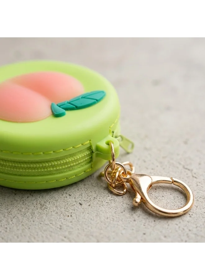 Mobcos Green Fruit MOBCOS Mini Pouch Keychain – Cute Round Zipper Coin Purse & Multipurpose Mini Storage Bag with Keyring for Coins, Cash, Keys and Small Essentials | Green Fruit  | Best Price UAE