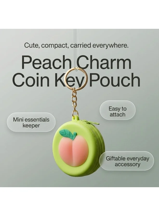 Mobcos Green Fruit MOBCOS Mini Pouch Keychain – Cute Round Zipper Coin Purse & Multipurpose Mini Storage Bag with Keyring for Coins, Cash, Keys and Small Essentials | Green Fruit  | Best Price UAE