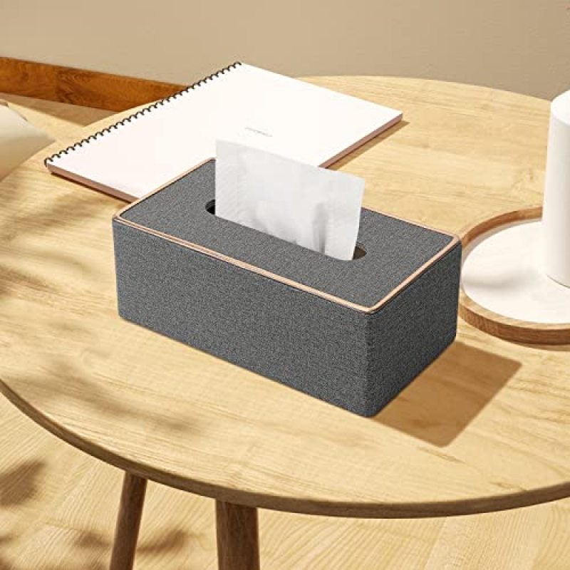 Rectangular Tissue Box Cover: Gray Decorative Design - Sleek Tissue Box Holder for Home Bathroom Office Car Desk - Image 3