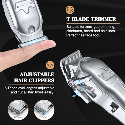 Ufree Hair Clippers for Men Professional, Barber Clippers and Trimmers Set, Cordless Hair Clippers for Hair Cutting Kit with LED Display, Electric Hair Trimmer, Gifts for Men, Silver - Image 2