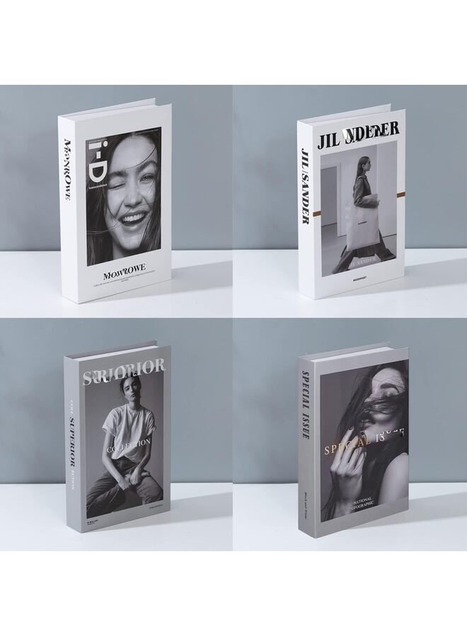 يُسلِّم 4 قطع من الكتب المزيفة للديكور، مجموعة كتب ديكورية عصرية للديكور المنزلي ذي الغلاف المقوى، عرض أكوام الكتب المزيفة لديكور غرفة المعيشة على الرف - Image 4