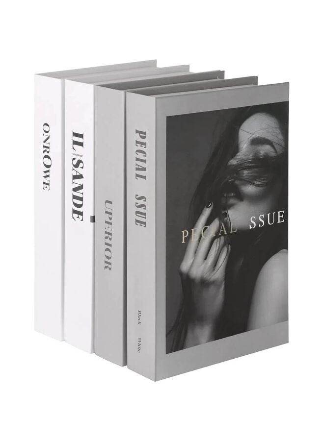 يُسلِّم 4 قطع من الكتب المزيفة للديكور، مجموعة كتب ديكورية عصرية للديكور المنزلي ذي الغلاف المقوى، عرض أكوام الكتب المزيفة لديكور غرفة المعيشة على الرف - Image 1