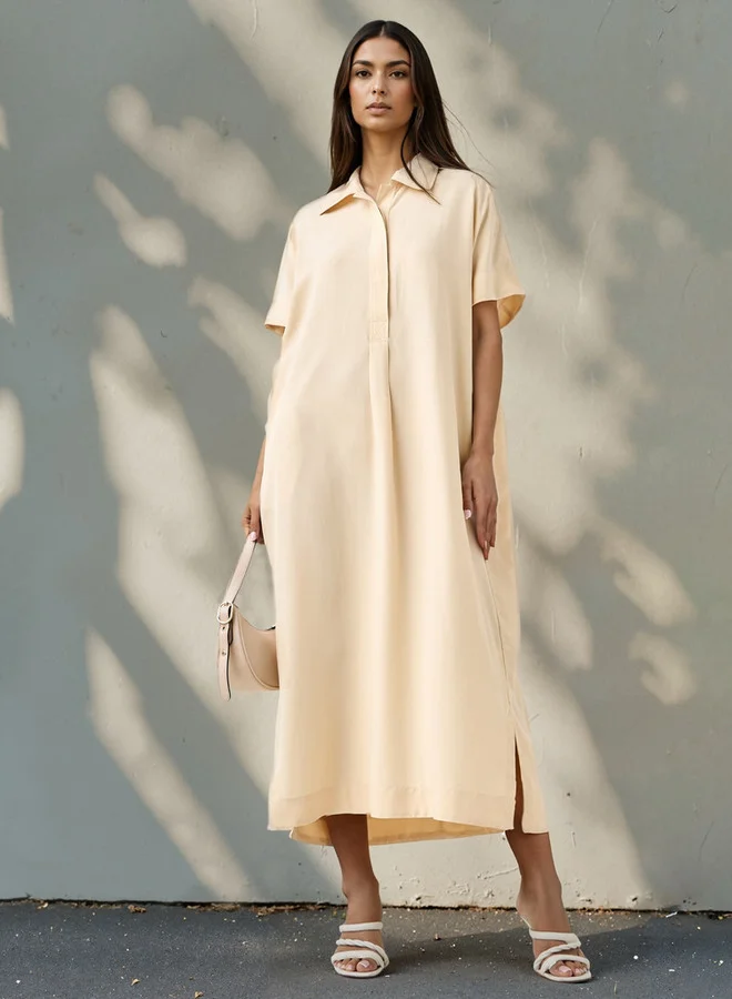 Splash FAV Relaxed Fit Shirt Dress with Pockets and Slits