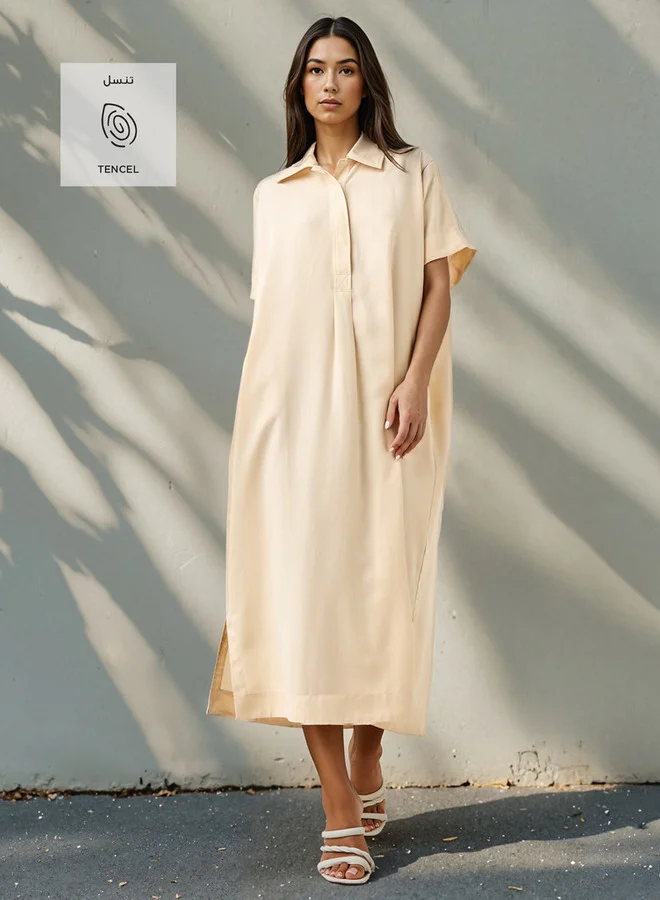 Splash FAV Relaxed Fit Shirt Dress with Pockets and Slits