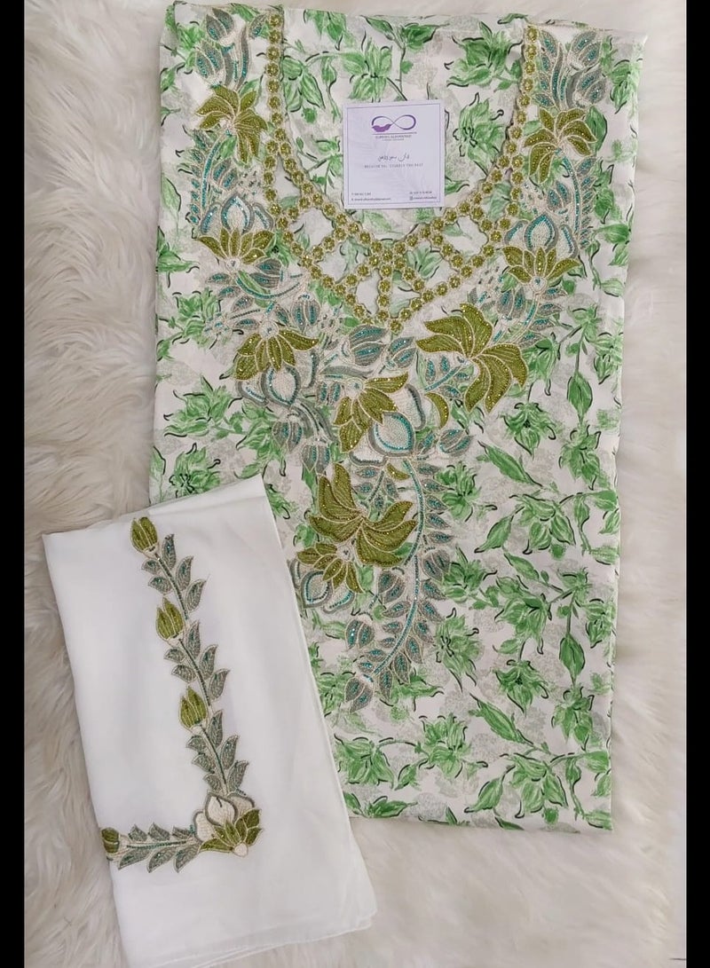 ALREESH ALBANAFSAJI Gulf Makhawir embroidery  Jalabiya embroidered without stitching - Image 1