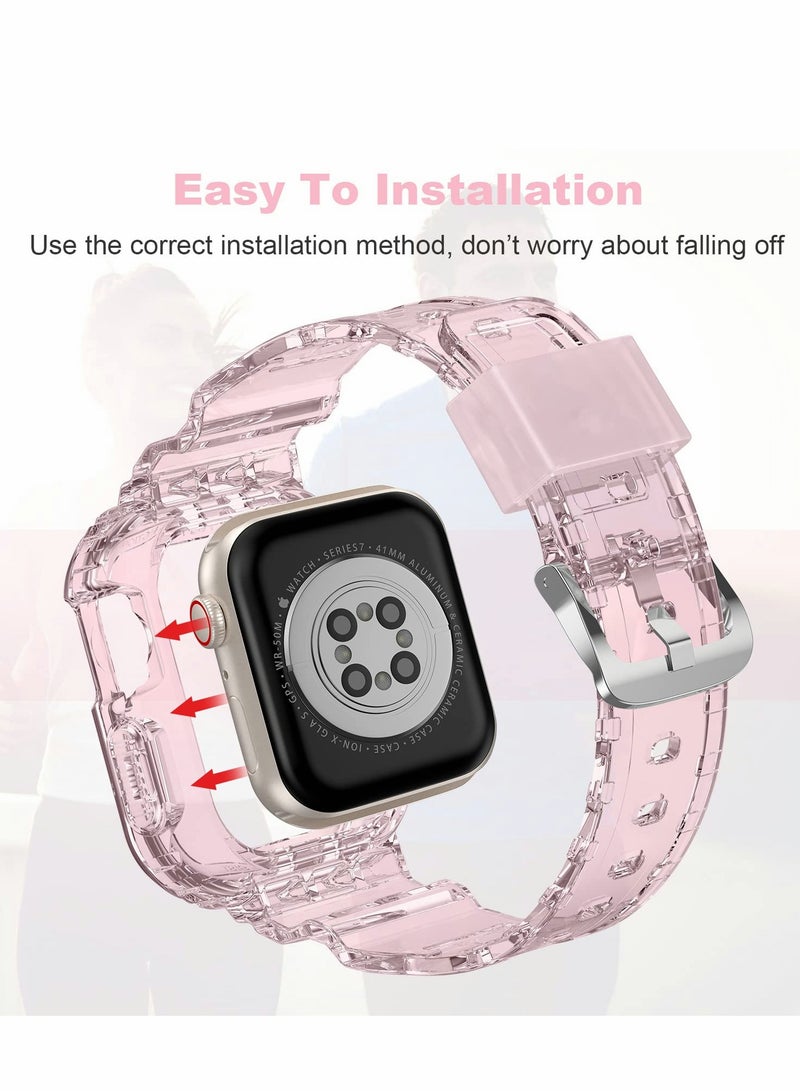 Zikra Sports Band for Apple Watch Series 7, Transparent Clear Soft Silicone Crystal Strap with Case - Image 3