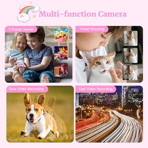 Gavonde Kids Camera for Girls and Boys, 1080P 8X Digital Zoom Camera for Kids Age 3 4 5 6 7 8, 48MP Toddler Cameras Christmas Birthday Gift with Silicone Cover & 16GB TF Card, Pink - Image 4