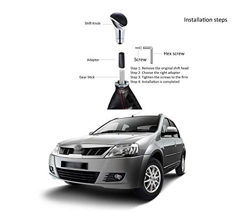 PRIKNIK Black Car Gear Shifter Lever Manual Modified Shifter Knob Handle Shift Lever Fit with 8mm 10mm 12mm Adapters Compatible with M-ahindra V-erito - Image 4