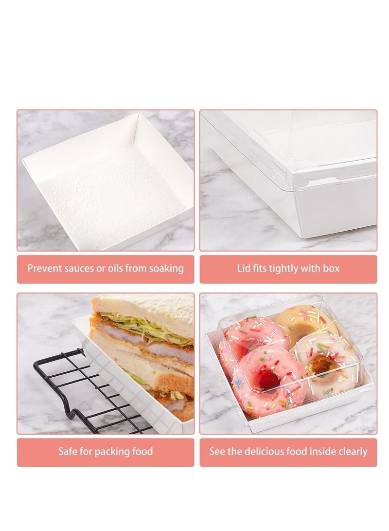 100 علبة صغيرة شفافة مع غطاء ، يمكن التخلص منها مربع وجبة خفيفة ، 4 بوصة بيضاء صغيرة الغذاء الحاويات ، السندويشات ، البسكويت ، الشوكولاته ، الكعك ، الفراولة . - Image 4