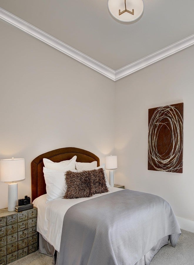 Marsui 4 Pcs Ceiling Crown Molding Trim 4-1/2 Inch Face x 94.5 in Long Total Decorative Ceiling Crown Moulding Trim Installed with Glue (Not Included) Luxe Style Decor(Simple Style) - Image 5