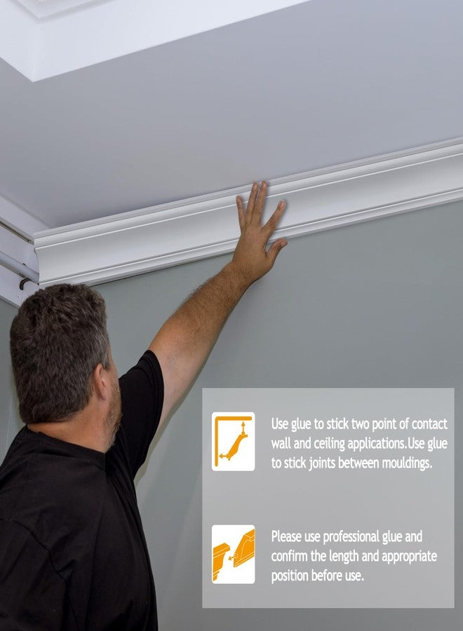 Marsui 4 Pcs Ceiling Crown Molding Trim 4-1/2 Inch Face x 94.5 in Long Total Decorative Ceiling Crown Moulding Trim Installed with Glue (Not Included) Luxe Style Decor(Simple Style) - Image 4