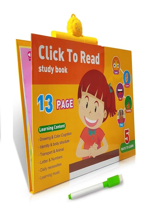 NHR Click to Read Interactive Study Book with 13 Interactive Pages & Handwriting Board, Talking Learning Book with Sound Buttons, Early Education Toy for Toddlers & Preschoolers (3+ Years) - Image 1