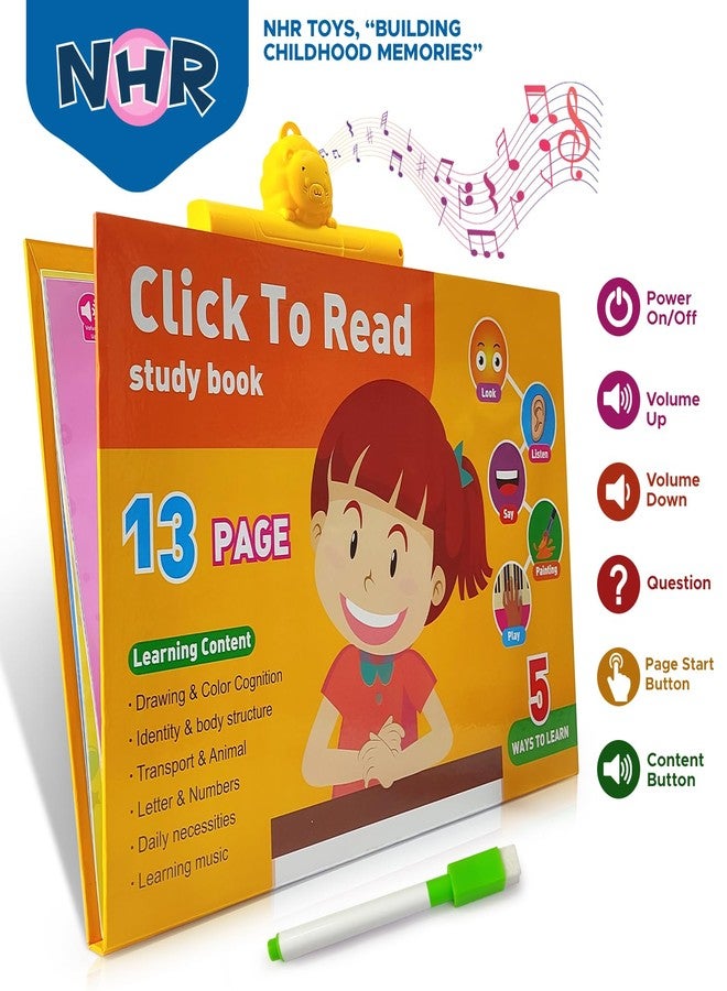 NHR Click to Read Interactive Study Book with 13 Interactive Pages & Handwriting Board, Talking Learning Book with Sound Buttons, Early Education Toy for Toddlers & Preschoolers (3+ Years) - Image 2
