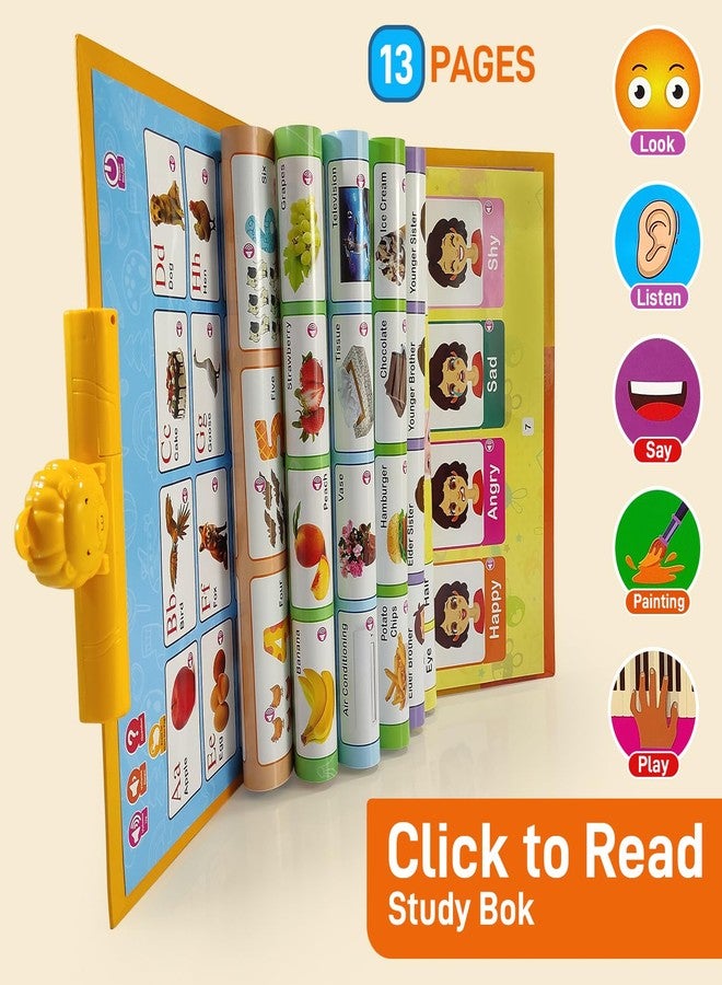 NHR Click to Read Interactive Study Book with 13 Interactive Pages & Handwriting Board, Talking Learning Book with Sound Buttons, Early Education Toy for Toddlers & Preschoolers (3+ Years) - Image 4