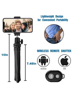 ELTRAZONE Phone Tripod, Flexible Cell Phone Tripod Adjustable Camera Stand Holder with Wireless Remote and Universal Clip 360° Rotating Mini Tripod Stand for iPhone, Samsung Android Phone, Sports Camera GoPro  - Image 1