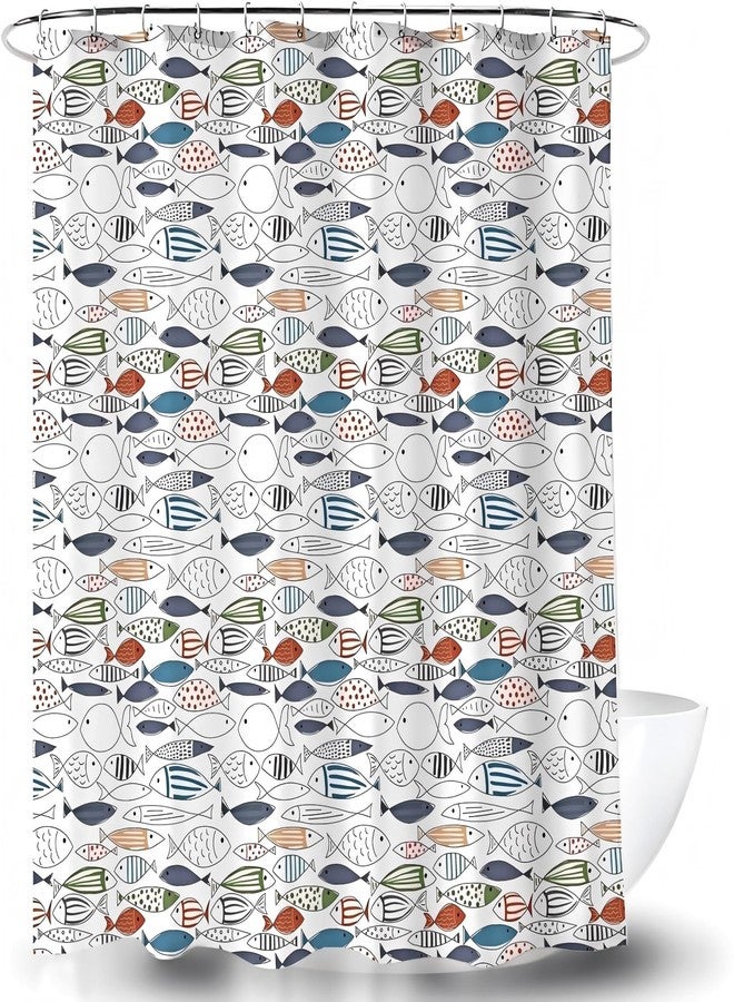 BECAN Ocean Animal Modern Multi-Color Fish Art Fish Print Polyester Fabric Waterproof Layer Thickening Shower Curtain 72X72Inches - Image 1