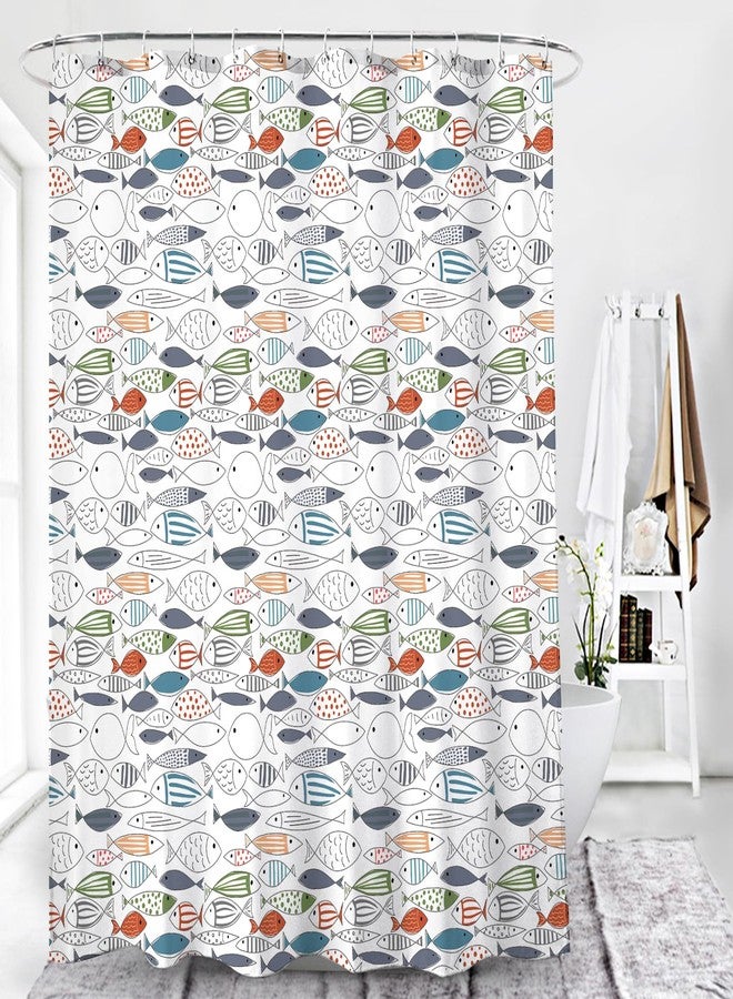 BECAN Ocean Animal Modern Multi-Color Fish Art Fish Print Polyester Fabric Waterproof Layer Thickening Shower Curtain 72X72Inches - Image 2