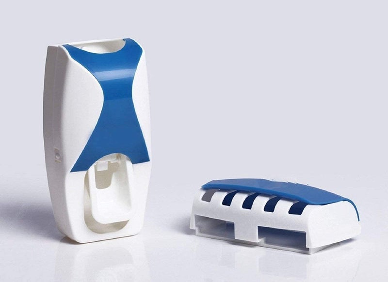 Glenoxzone Automatic Toothpaste Dispenser with 5-Brush Holder, Wall-Mounted Hands-Free Toothpaste Squeezer for Bathroom - White - Image 3