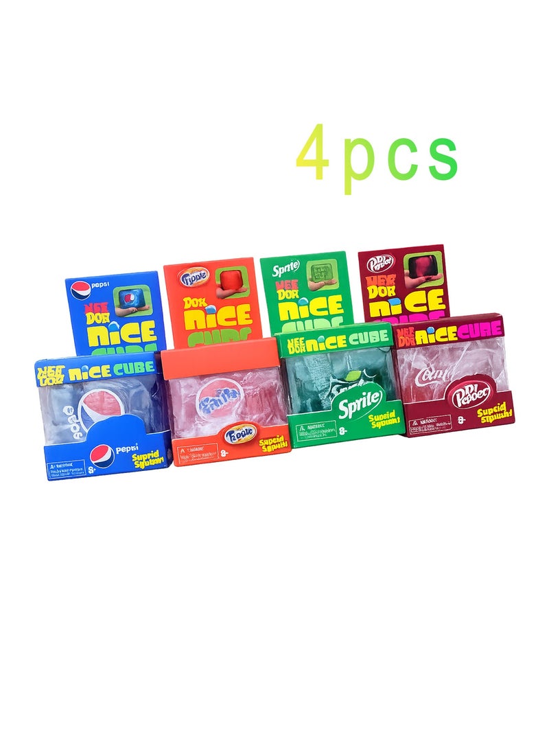 4PCS NeeDoh Nice Cube -Sensory Squeeze Toy with Super Solid Squish - 2.25" Cube