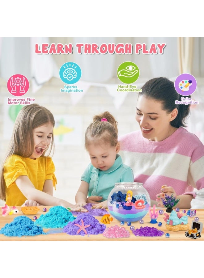 Mermaid Light-Up Terrarium Kit for Kids, LED Night Light Birthday Gift for Girls, Mermaid Toys DIY Arts and Crafts Kit for Girls Ages 3+ Year Old - Image 3
