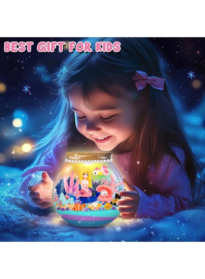 Mermaid Light-Up Terrarium Kit for Kids, LED Night Light Birthday Gift for Girls, Mermaid Toys DIY Arts and Crafts Kit for Girls Ages 3+ Year Old - Image 5