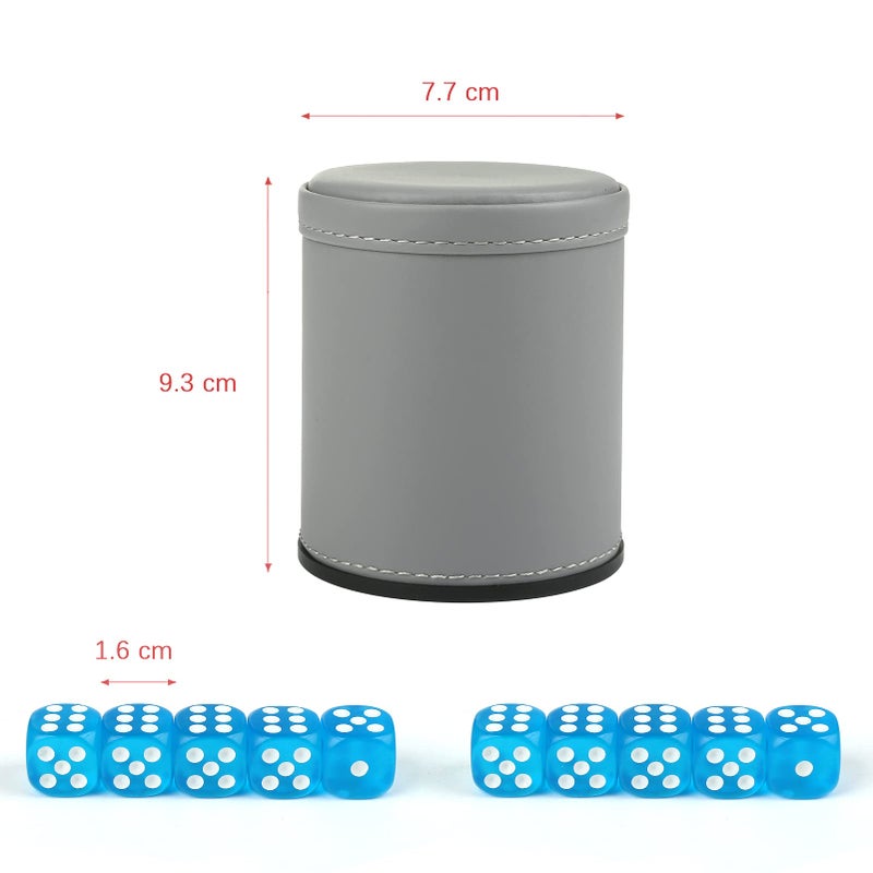 GWHOLE Leather Dice Cup Dice Stacking Shaker Cup Bar Pub Club Liar Games Dice Rolling Set with 10 Dices for Yahtzee Farkle Party Games Gift - Image 2