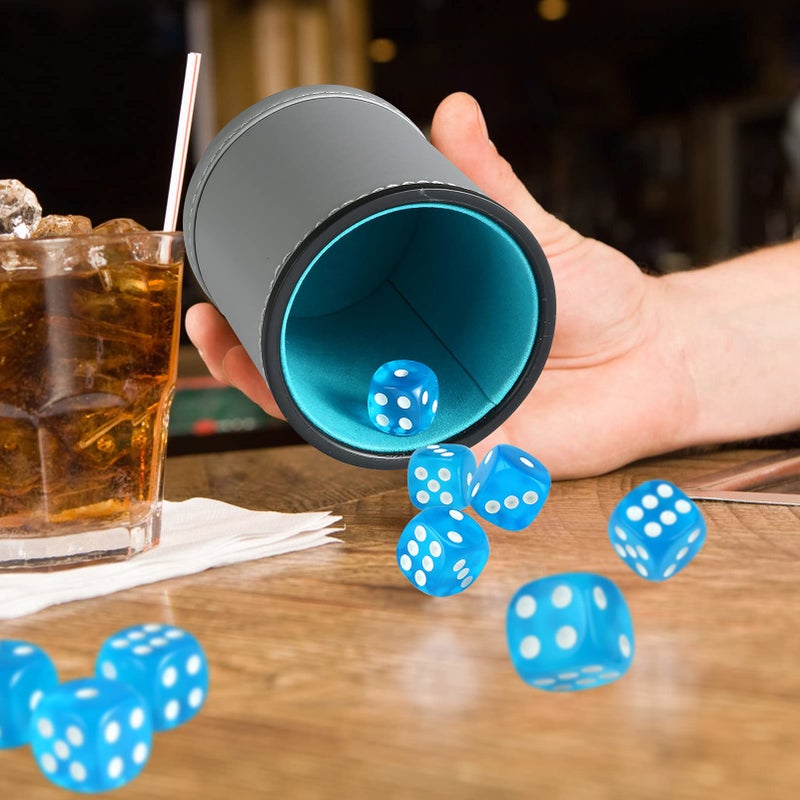 GWHOLE Leather Dice Cup Dice Stacking Shaker Cup Bar Pub Club Liar Games Dice Rolling Set with 10 Dices for Yahtzee Farkle Party Games Gift - Image 4